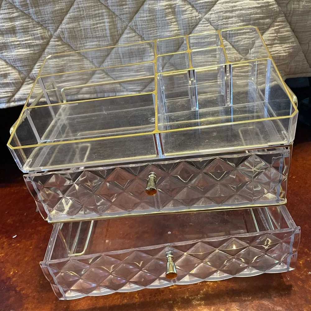 Clear Acrylic Organizer with Gold Accents